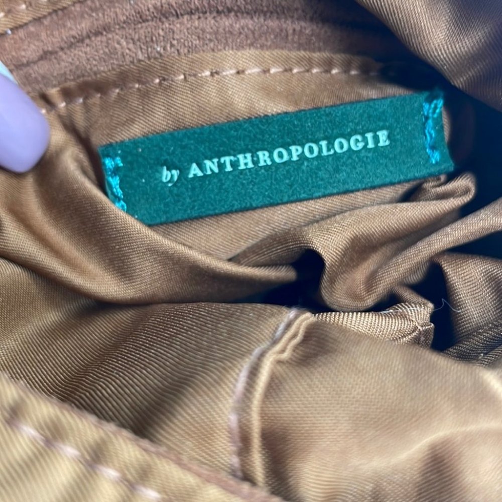 Anthropologie Cocoa Blake Wide Strap faux Suede Leather Crossbody Bag brown - Picture 5 of 13